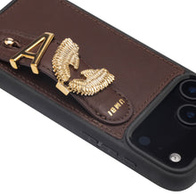 Görseli Galeri görüntüleyiciye yükleyin, UMBI GLAM. Kişiselleştirilebilir Deri iPhone Kılıfı - Brown/Gold