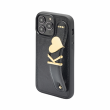 Görseli Galeri görüntüleyiciye yükleyin, UMBI GLAM. Kişiselleştirilebilir Deri iPhone Kılıfı - Siyah/Gold