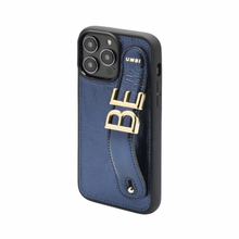 Görseli Galeri görüntüleyiciye yükleyin, UMBI GLAM. Kişiselleştirilebilir Deri iPhone Kılıfı - Lacivert/Gold