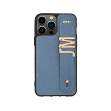 Görseli Galeri görüntüleyiciye yükleyin, YOUZ. Kişiselleştirilebilir Deri iPhone Kılıfı - Blue/Gold