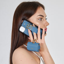 Görseli Galeri görüntüleyiciye yükleyin, YOUZ. Kişiselleştirilebilir Deri iPhone Kılıfı - Blue/Gold