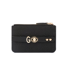 Görseli Galeri görüntüleyiciye yükleyin, YOUZ. Kişiselleştirilebilir Deri Mini Cüzdan Siyah