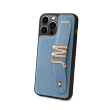 Görseli Galeri görüntüleyiciye yükleyin, YOUZ. Kişiselleştirilebilir Deri iPhone Kılıfı - Blue/Gold